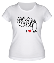 Женская футболка I love пингвинс фото