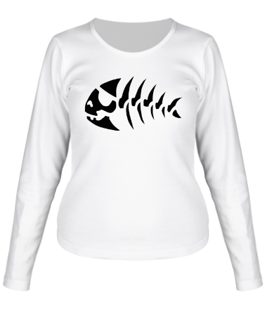 Женская футболка длинный рукав Скелет рыбы