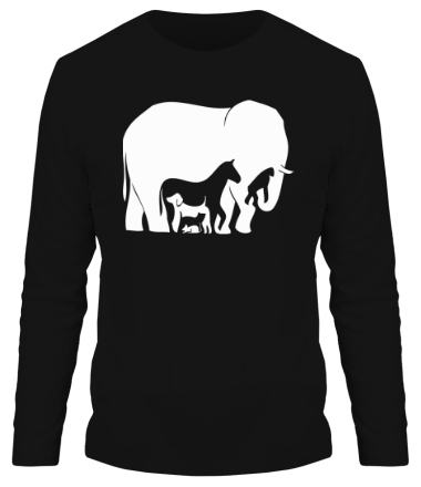 Мужская футболка длинный рукав Слон-лошадь