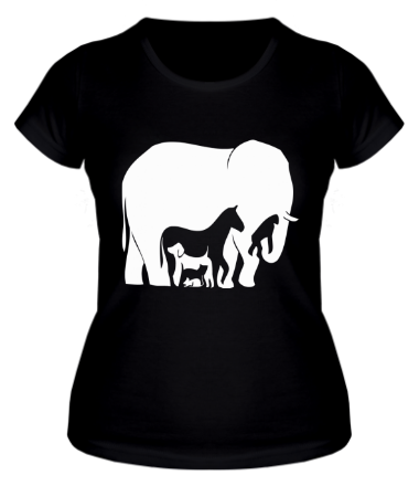 Женская футболка Слон-лошадь