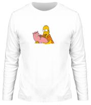 Мужская футболка длинный рукав Гомер и свинья фото