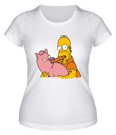 Женская футболка Гомер и свинья