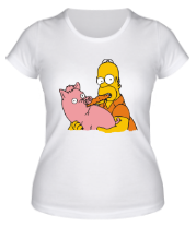 Женская футболка Гомер и свинья фото