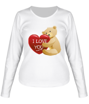 Женская футболка длинный рукав Медведь с сердцем фото