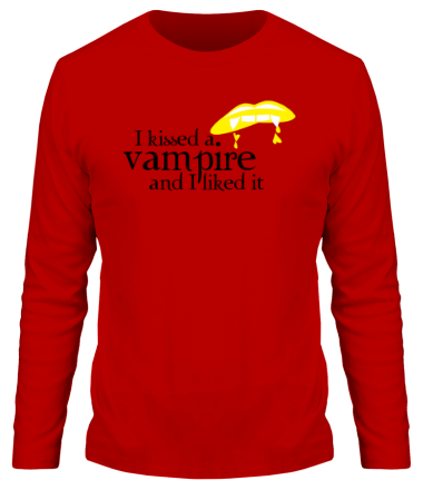 Мужская футболка длинный рукав I kissed a vampire