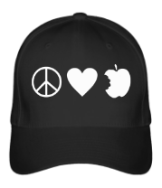 Бейсболка Peace Love Apple фото