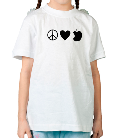 Детская футболка Peace Love Apple
