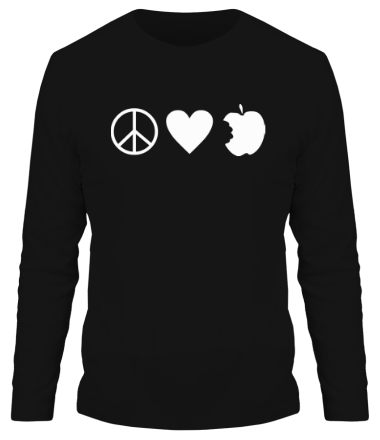 Мужская футболка длинный рукав Peace Love Apple