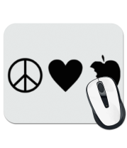Коврик для мыши Peace Love Apple фото