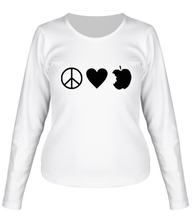 Женская футболка длинный рукав Peace Love Apple