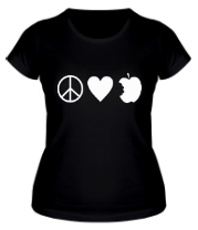 Женская футболка Peace Love Apple фото