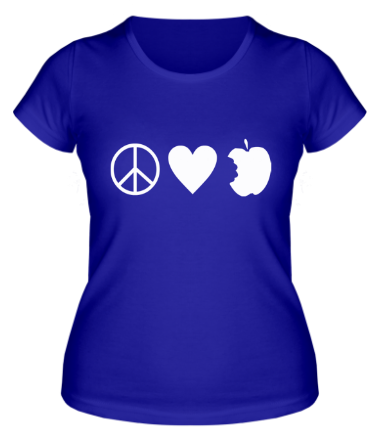 Женская футболка Peace Love Apple