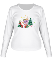 Женская футболка длинный рукав Merry Christmas фото