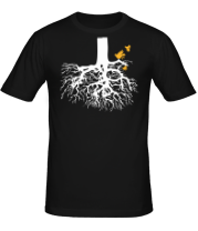 Мужская футболка Корни дерева и птички