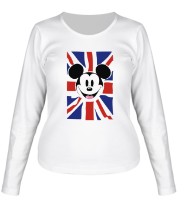 Женская футболка длинный рукав Микки Маус и британский флаг фото