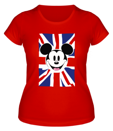 Женская футболка Микки Маус и британский флаг