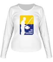 Женская футболка длинный рукав Счастливый рыбак фото