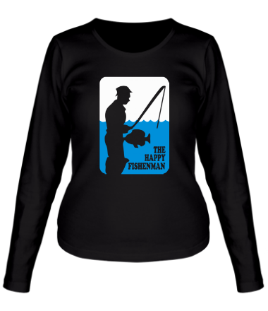 Женская футболка длинный рукав Счастливый рыбак