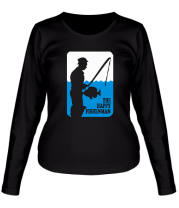 Женская футболка длинный рукав Счастливый рыбак фото