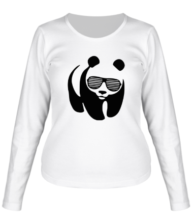 Женская футболка длинный рукав Панда в очках жалюзи