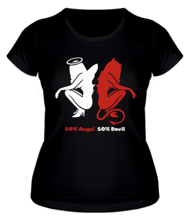Женская футболка Наполовину ангел, наполовину дьявол