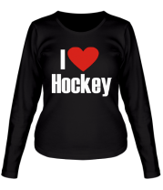 Женская футболка длинный рукав Я люблю хоккей! фото