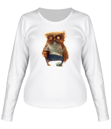 Женская футболка длинный рукав Сонная сова