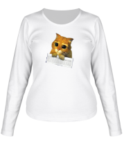 Женская футболка длинный рукав Котёнок с зачёткой фото