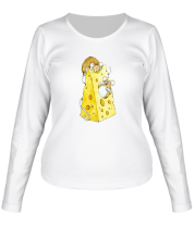 Женская футболка длинный рукав Мышата с куском сыра фото