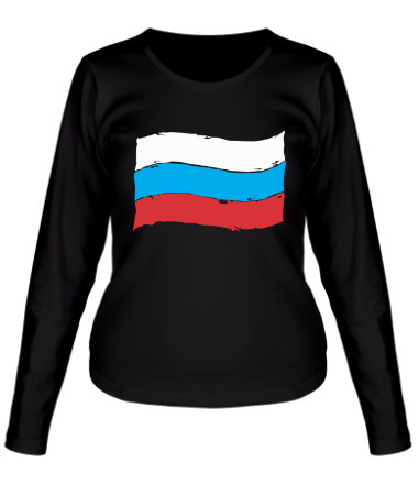 Женская футболка длинный рукав Российский флаг
