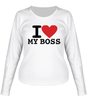 Женская футболка длинный рукав I love my Boss фото