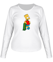 Женская футболка длинный рукав Барт со скейтом фото