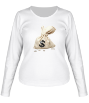 Женская футболка длинный рукав Мешок с деньгами фото