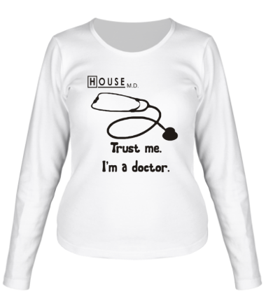 Женская футболка длинный рукав House. Trust me I am a doctor