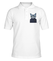 Мужская футболка поло Кот в одежде фото