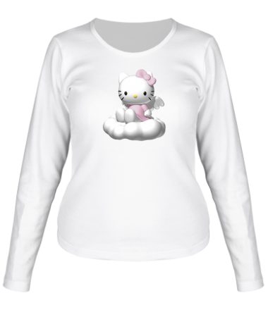 Женская футболка длинный рукав Kitty-ангелок