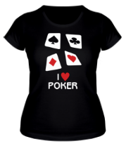 Женская футболка I love poker фото