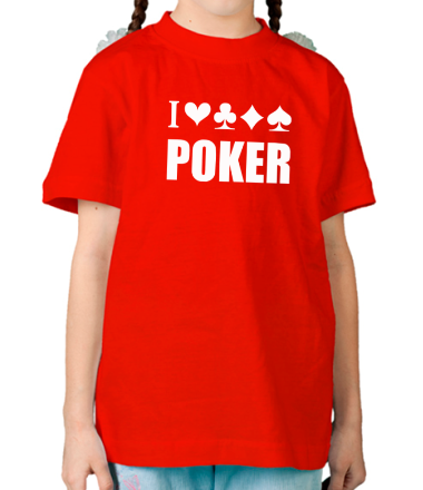 Детская футболка I love poker