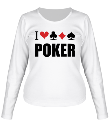 Женская футболка длинный рукав I love poker