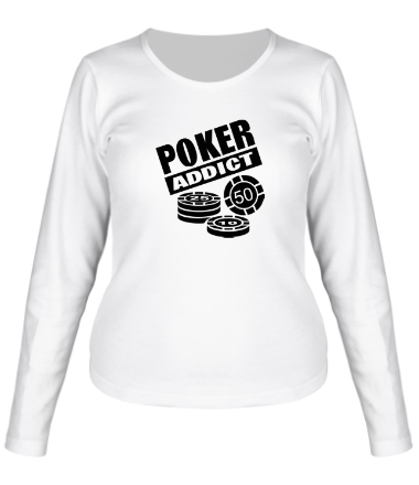 Женская футболка длинный рукав Poker addict