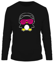 Мужская футболка длинный рукав Пингвинчик в очках фото
