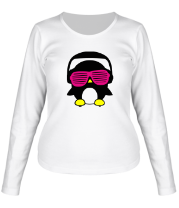 Женская футболка длинный рукав Пингвинчик в очках фото