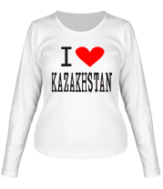 Женская футболка длинный рукав I love Kazakhstan фото