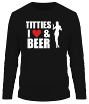 Мужская футболка длинный рукав Я люблю сиськи и пиво фото