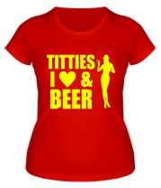 Женская футболка Я люблю сиськи и пиво фото