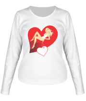 Женская футболка длинный рукав Девушка с сердцем фото