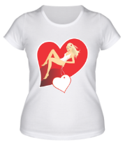 Женская футболка Девушка с сердцем фото
