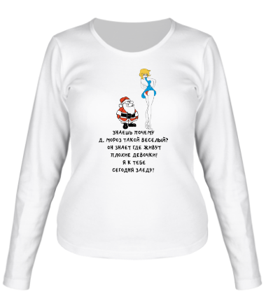 Женская футболка длинный рукав Дед Мороз знает, где живут плохие девочки