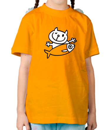 Детская футболка Кот и большая рыба
