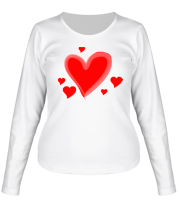 Женская футболка длинный рукав Сердечки фото